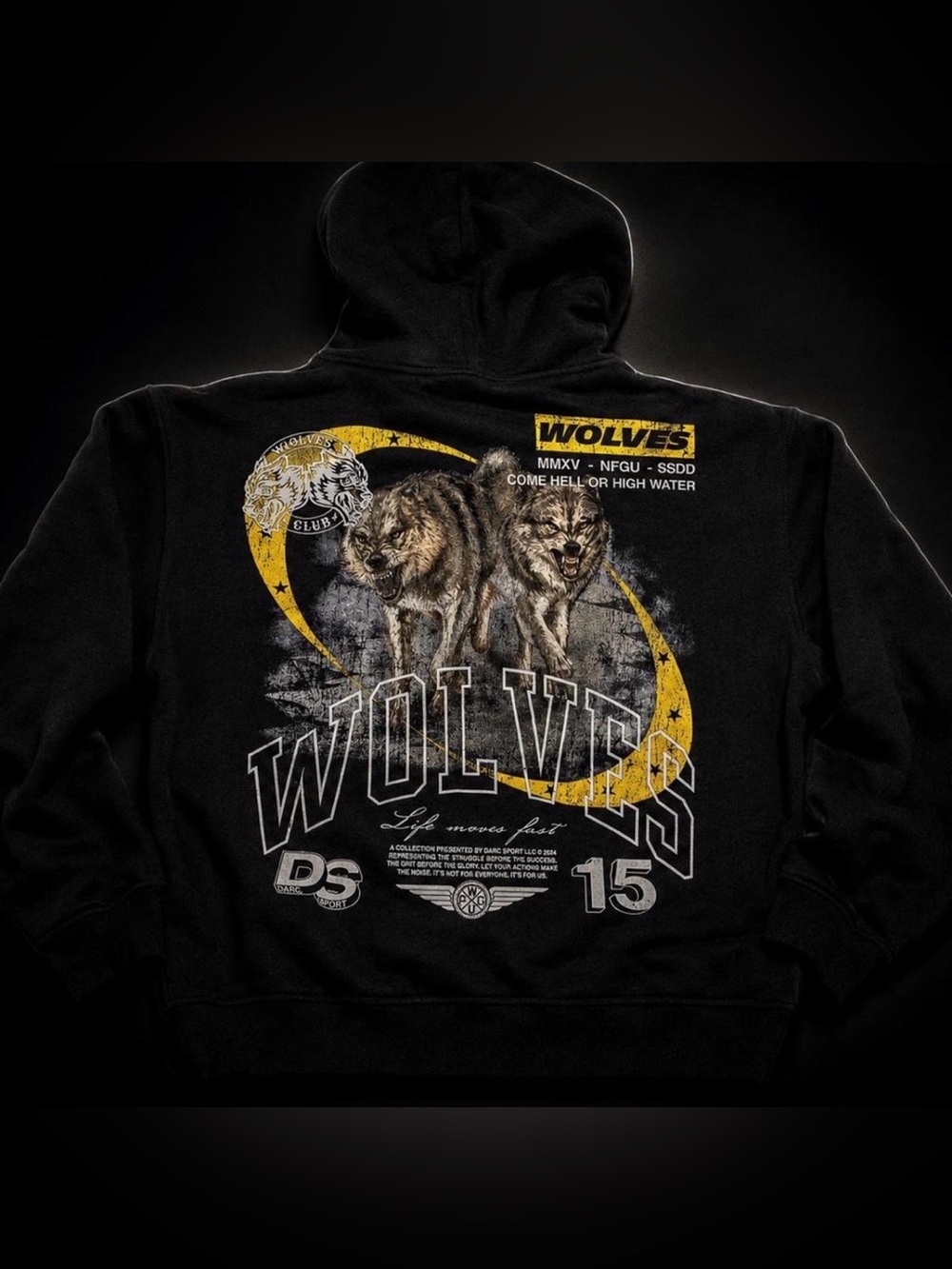 Darc Sport Wolves Club ‘Run With Us’ Vintage Pierce Hoodie - Size L - NWT